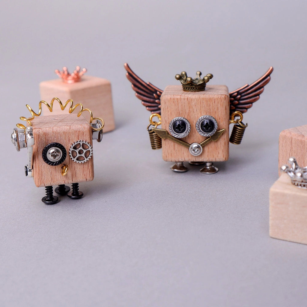 DIY Timberbot Kit – Build 2 Wooden Robots, Make Keychains & Necklaces by Kitsville