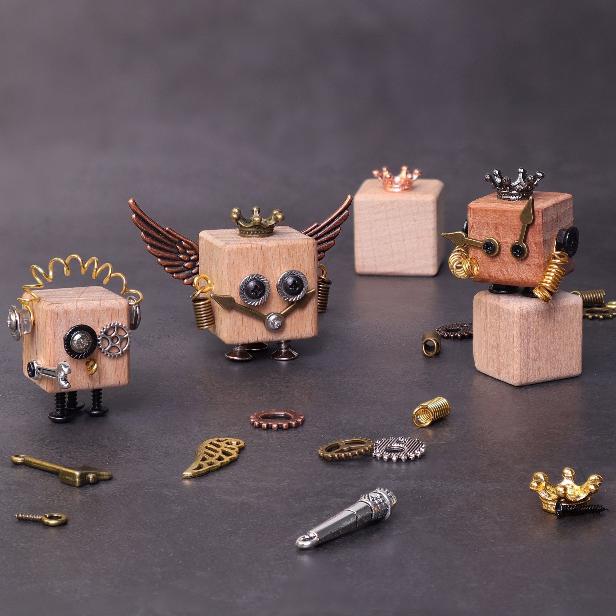 DIY Timberbot Kit – Build 2 Wooden Robots, Make Keychains & Necklaces by Kitsville