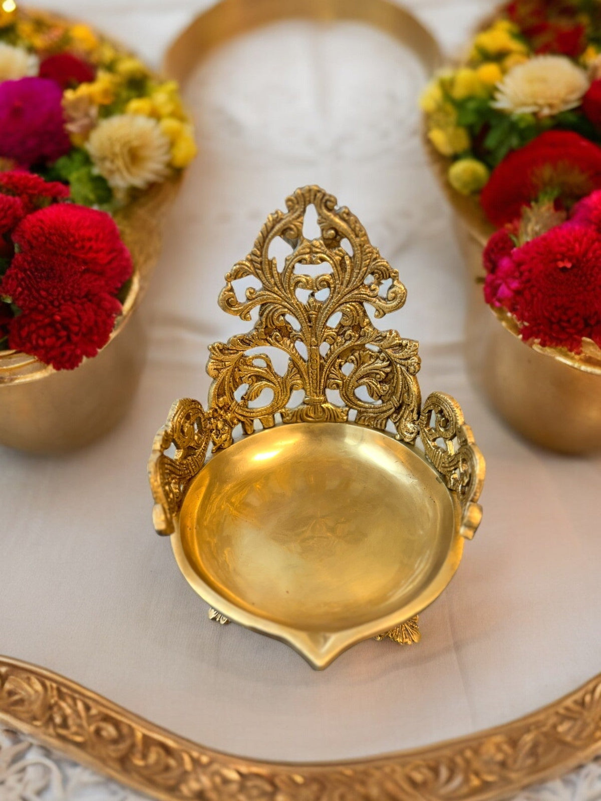 Diya Shape Urli, Filigree Design Festive Decor La Vie Bien Diya Shape Urli, Filigree Design