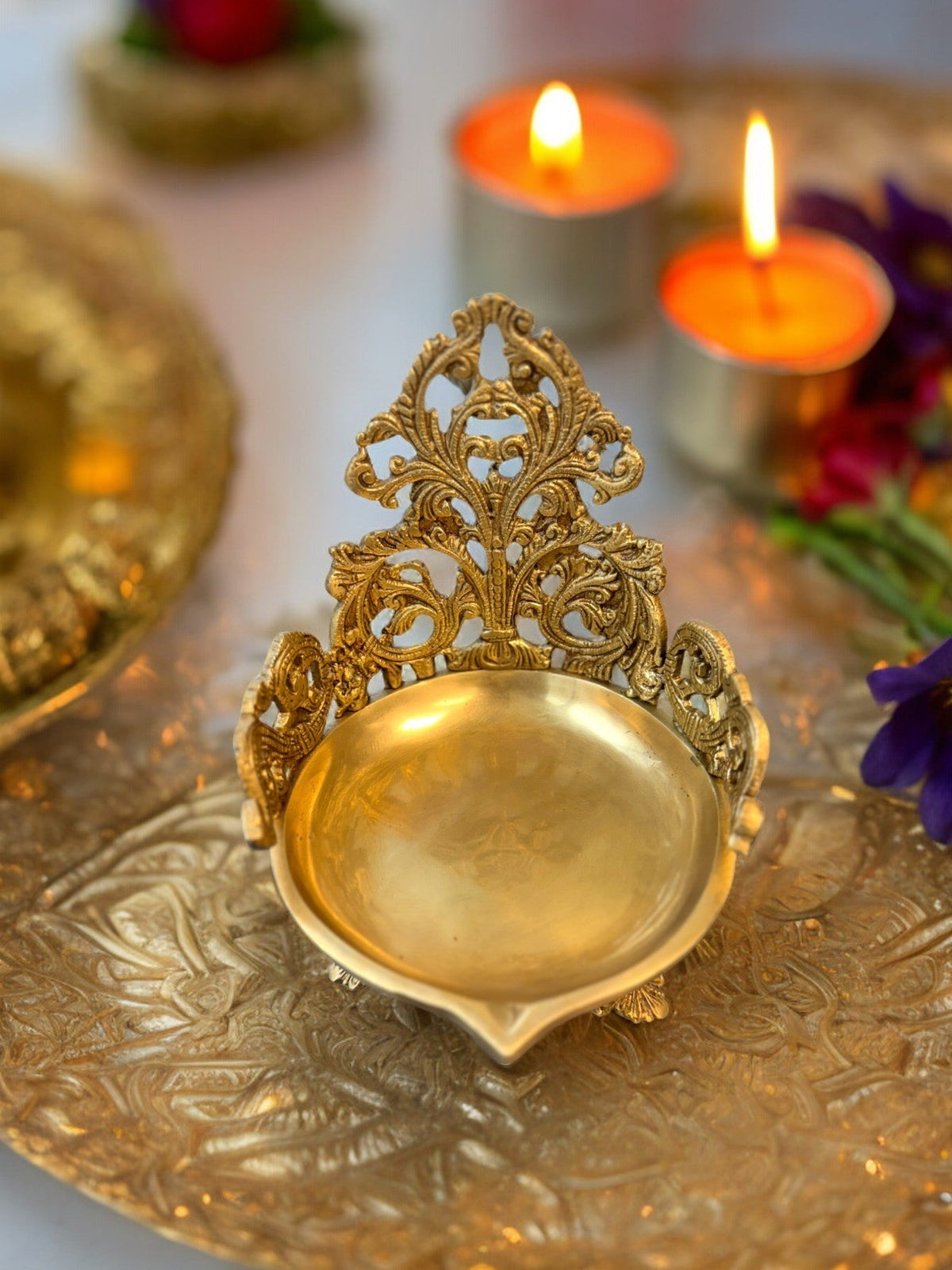 Diya Shape Urli, Filigree Design Festive Decor La Vie Bien Diya Shape Urli, Filigree Design