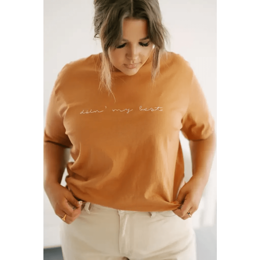 Doin' My Best Embroidered Cotton T-Shirt