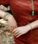 Dolce Blue Teal Turquoise Matrix and Golden Ring by Barse Jewelry