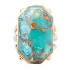 Dolce Blue Teal Turquoise Matrix and Golden Ring by Barse Jewelry