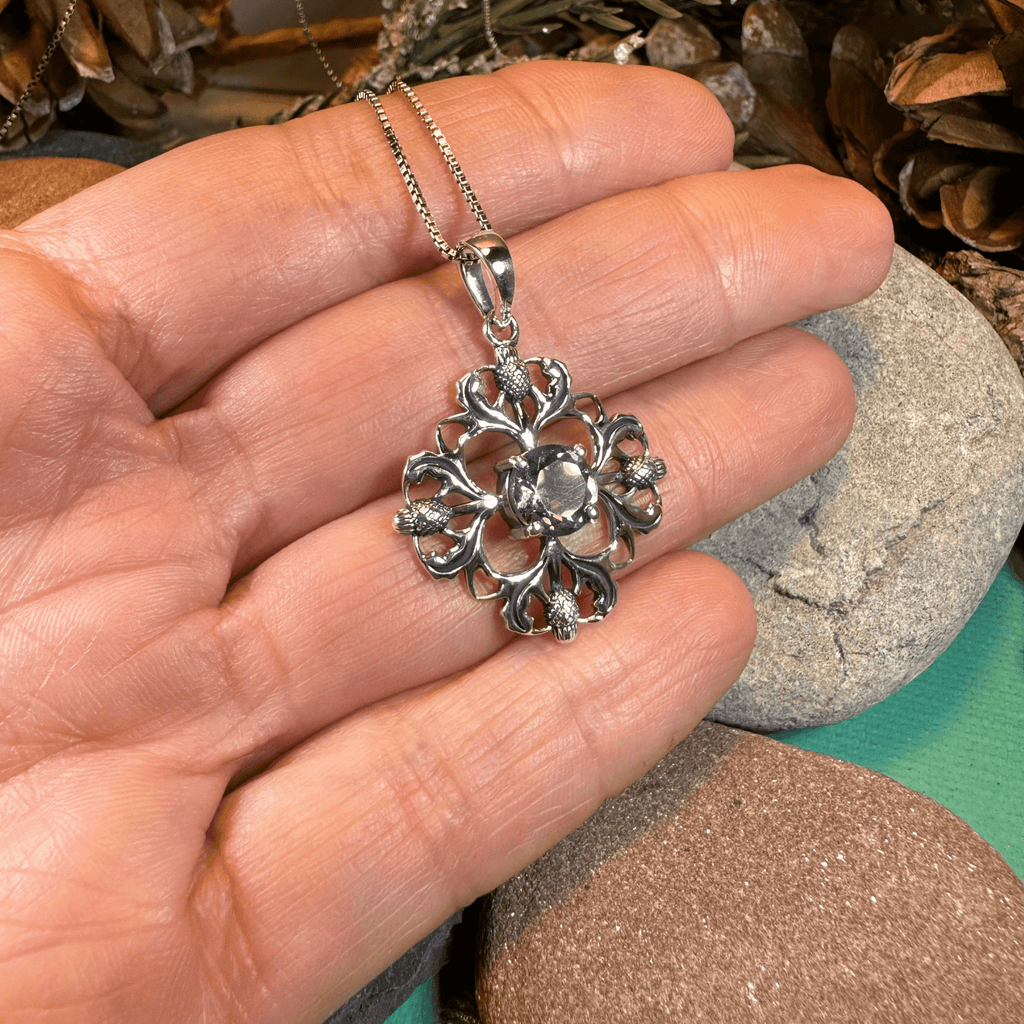 Dolina Amethyst Scottish Thistle Necklace in Sterling Silver Pendant La Vie Bien Dolina Amethyst Scottish Thistle Necklace in Sterling Silver