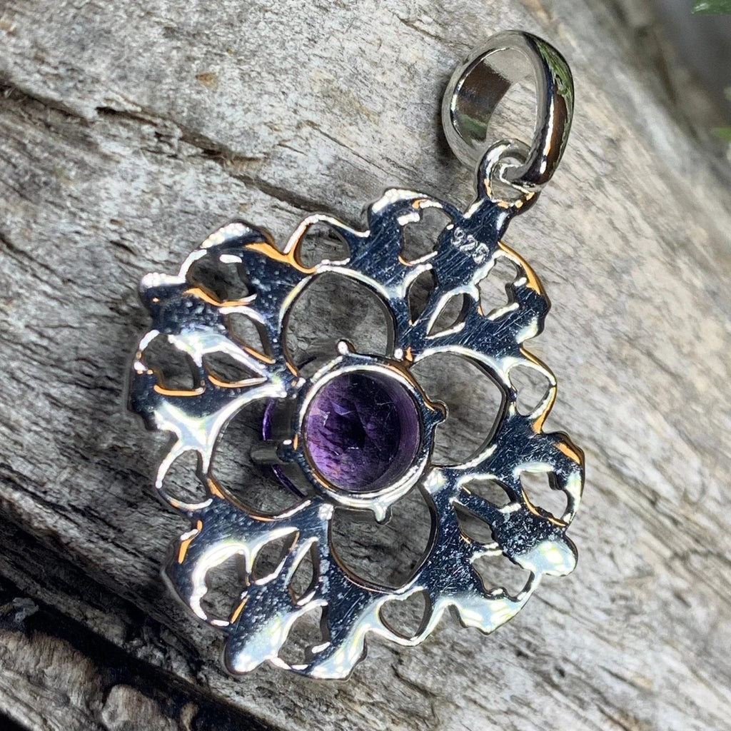 Dolina Amethyst Scottish Thistle Necklace in Sterling Silver Pendant La Vie Bien Dolina Amethyst Scottish Thistle Necklace in Sterling Silver