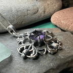 Dolina Amethyst Scottish Thistle Necklace in Sterling Silver Pendant La Vie Bien Dolina Amethyst Scottish Thistle Necklace in Sterling Silver