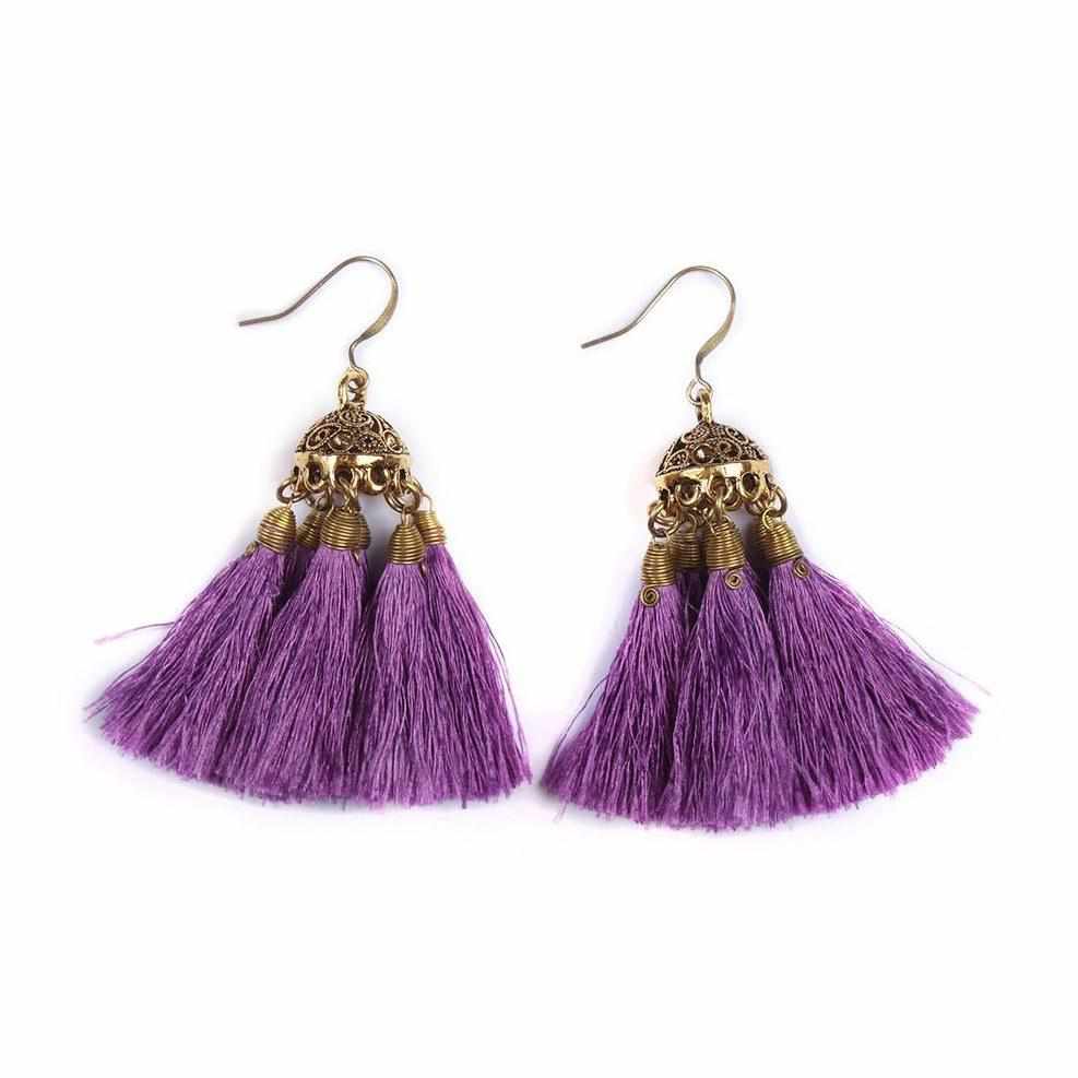 Dome Tassel Earrings - Thailand Jewelry La Vie Bien Dome Tassel Earrings - Thailand