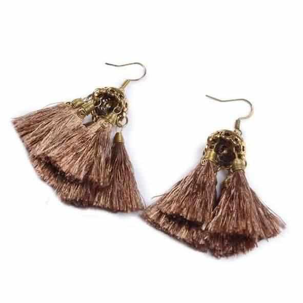 Dome Tassel Earrings - Thailand Jewelry La Vie Bien Dome Tassel Earrings - Thailand