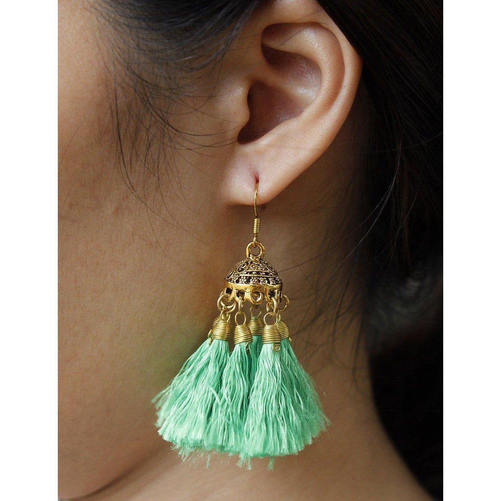 Dome Tassel Earrings - Thailand Jewelry La Vie Bien Dome Tassel Earrings - Thailand