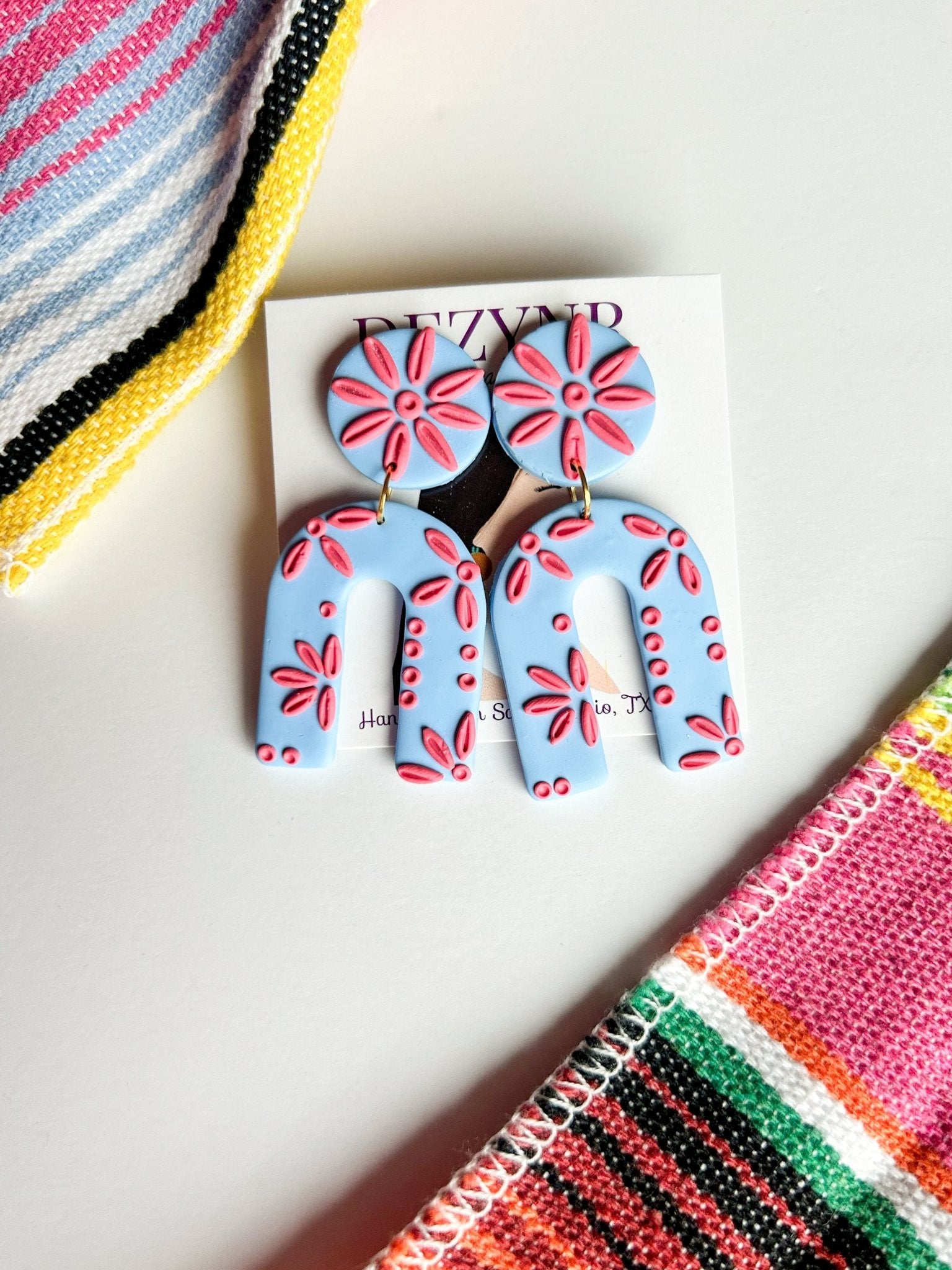 Dominica - Blue/pink Earrings La Vie Bien Dominica - Blue/pink
