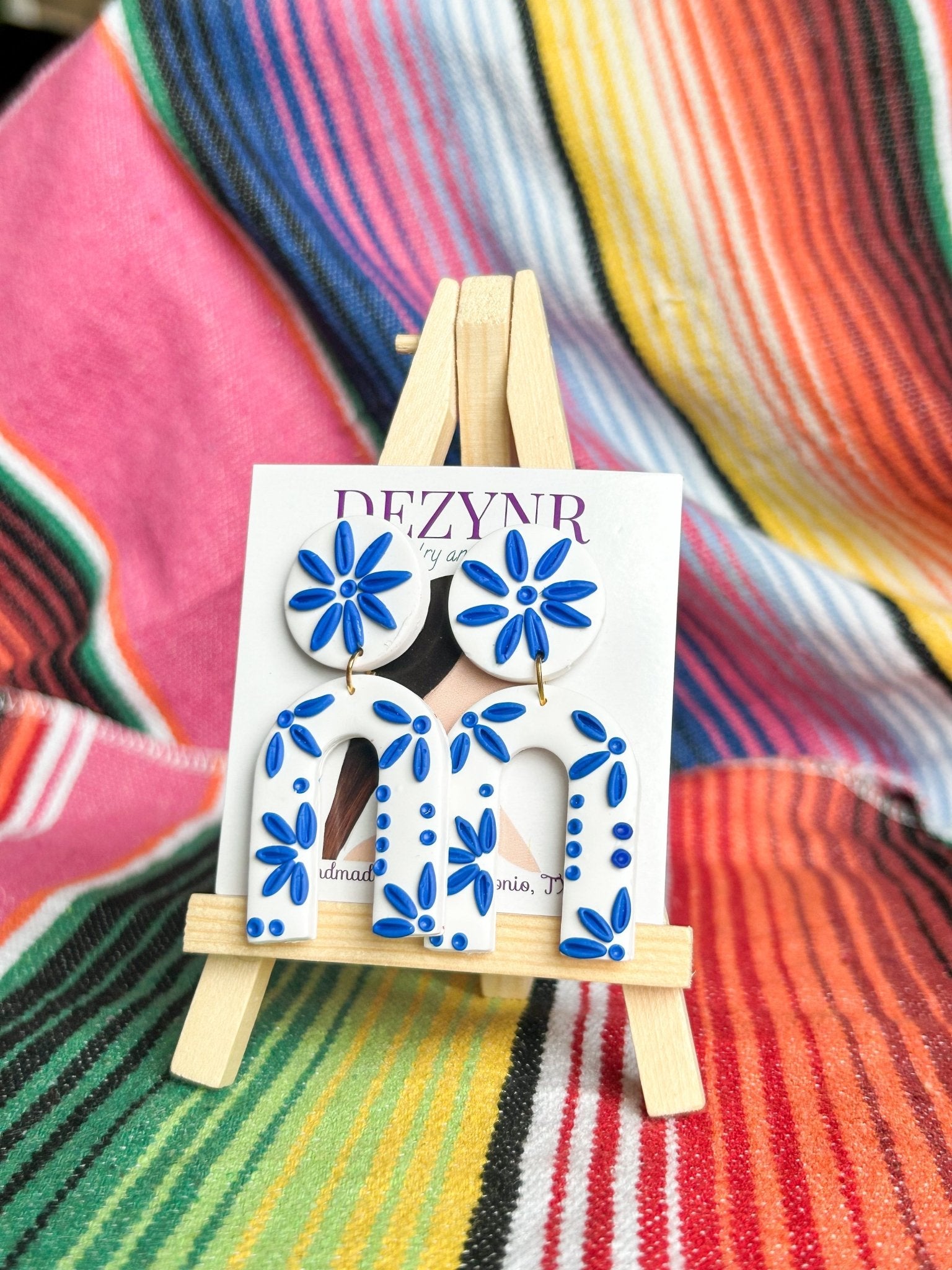 Dominica - White/Blue Earrings La Vie Bien Dominica - White/Blue