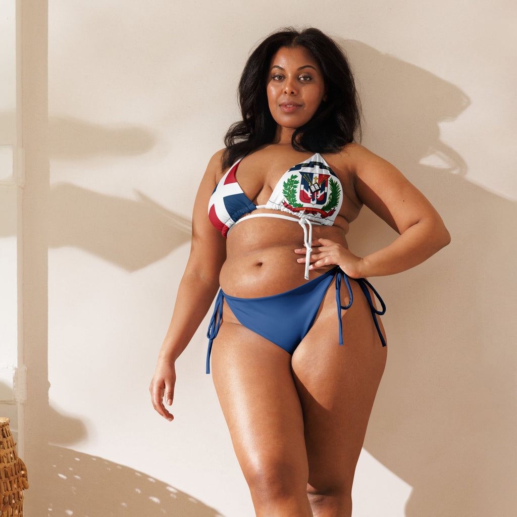 Dominican Republic Flag All Over Print Recycled String Bikini All - Over Print Recycled String Bikini La Vie Bien Dominican Republic Flag All Over Print Recycled String Bikini