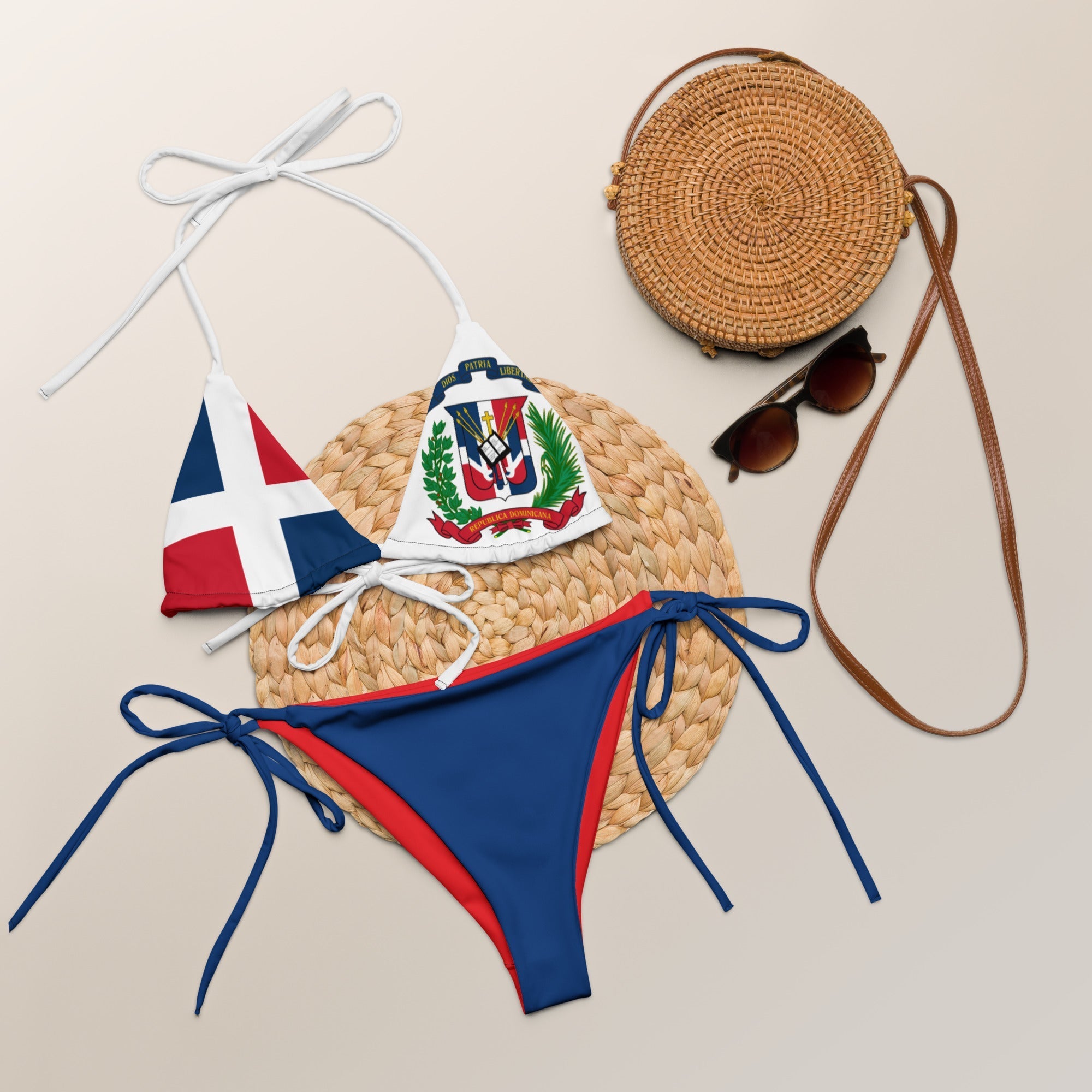 Dominican Republic Flag All Over Print Recycled String Bikini All - Over Print Recycled String Bikini La Vie Bien Dominican Republic Flag All Over Print Recycled String Bikini