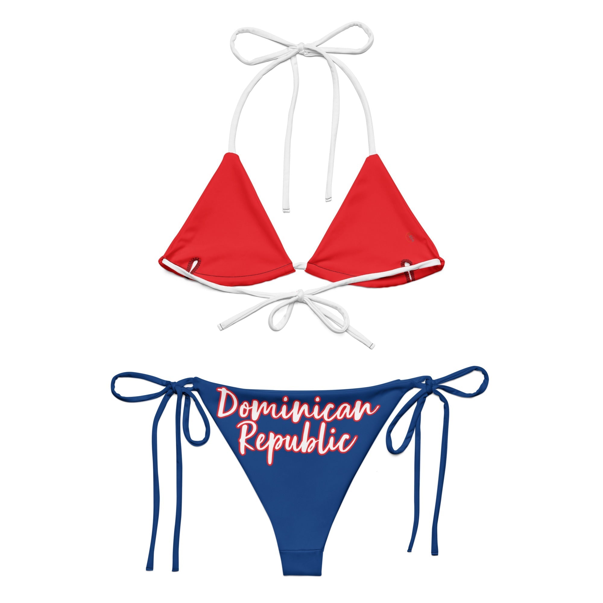 Dominican Republic Flag All Over Print Recycled String Bikini All - Over Print Recycled String Bikini La Vie Bien Dominican Republic Flag All Over Print Recycled String Bikini