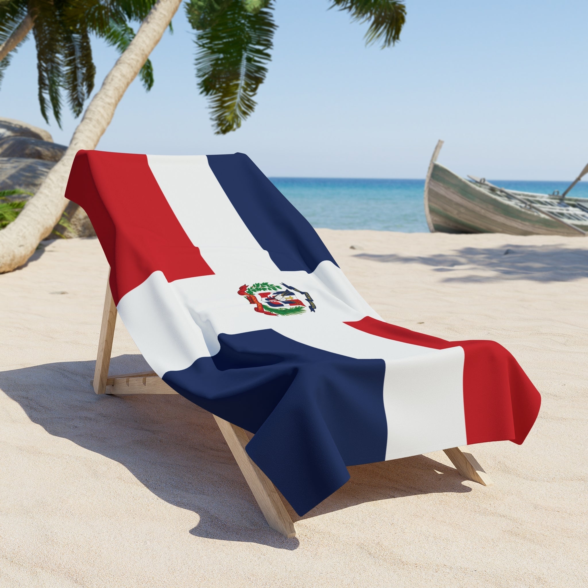 Dominican Republic Flag Beach Towel Beach Towel (Generic Brand) La Vie Bien Dominican Republic Flag Beach Towel