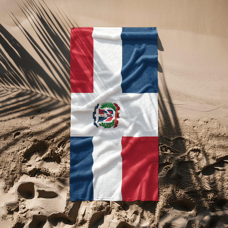 Dominican Republic Flag Beach Towel Beach Towel (Generic Brand) La Vie Bien Dominican Republic Flag Beach Towel