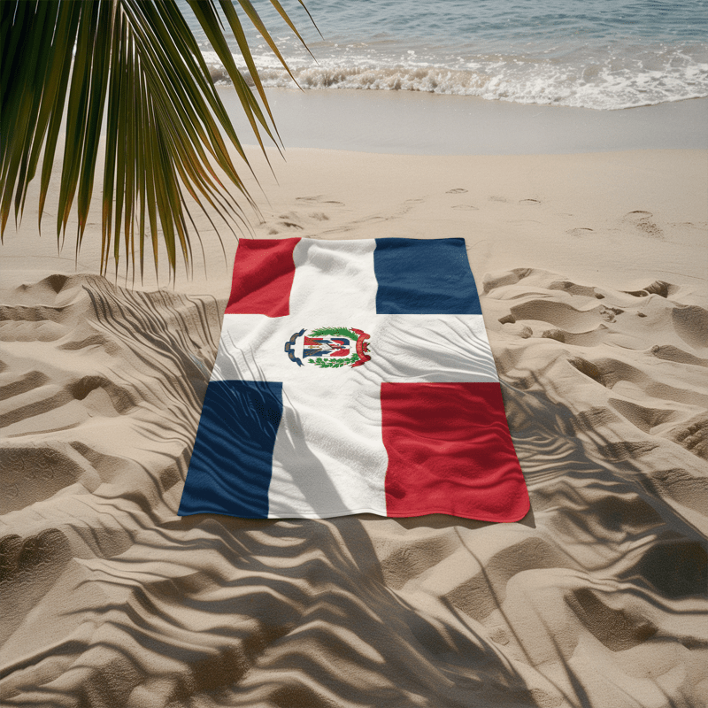 Dominican Republic Flag Beach Towel Beach Towel (Generic Brand) La Vie Bien Dominican Republic Flag Beach Towel