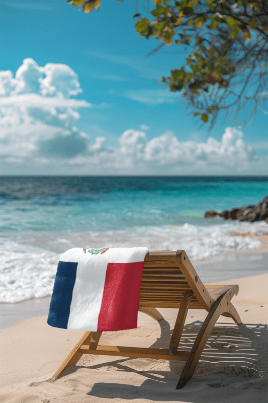 Dominican Republic Flag Beach Towel Beach Towel (Generic Brand) La Vie Bien Dominican Republic Flag Beach Towel