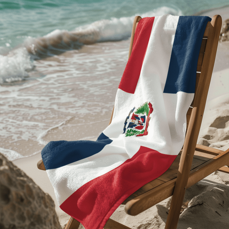 Dominican Republic Flag Beach Towel Beach Towel (Generic Brand) La Vie Bien Dominican Republic Flag Beach Towel