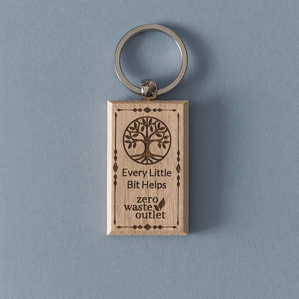 "Don't Forget Reusable Bags" Wooden Keychain by Zero Waste Outlet