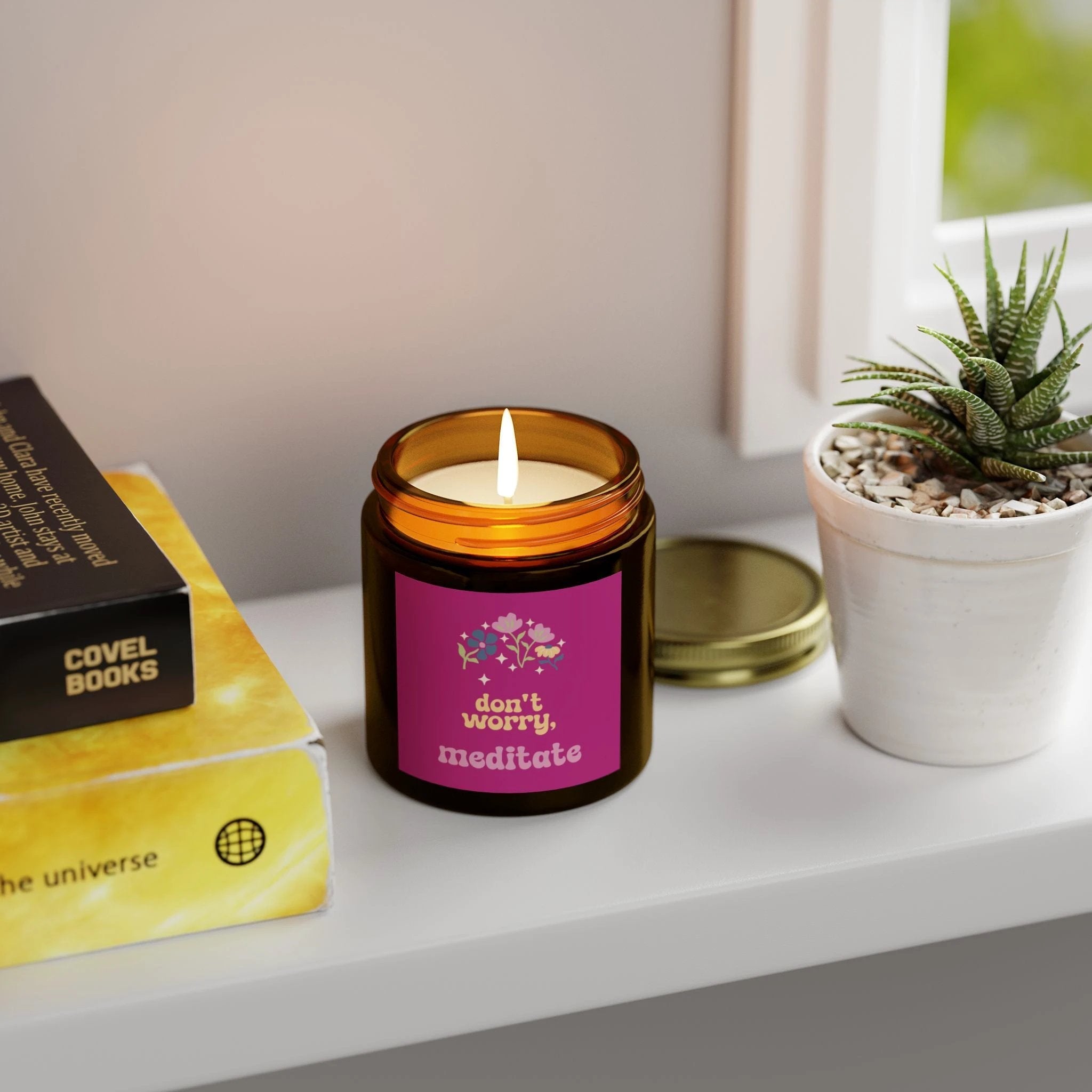 Don't worry, meditate Candle by Printify