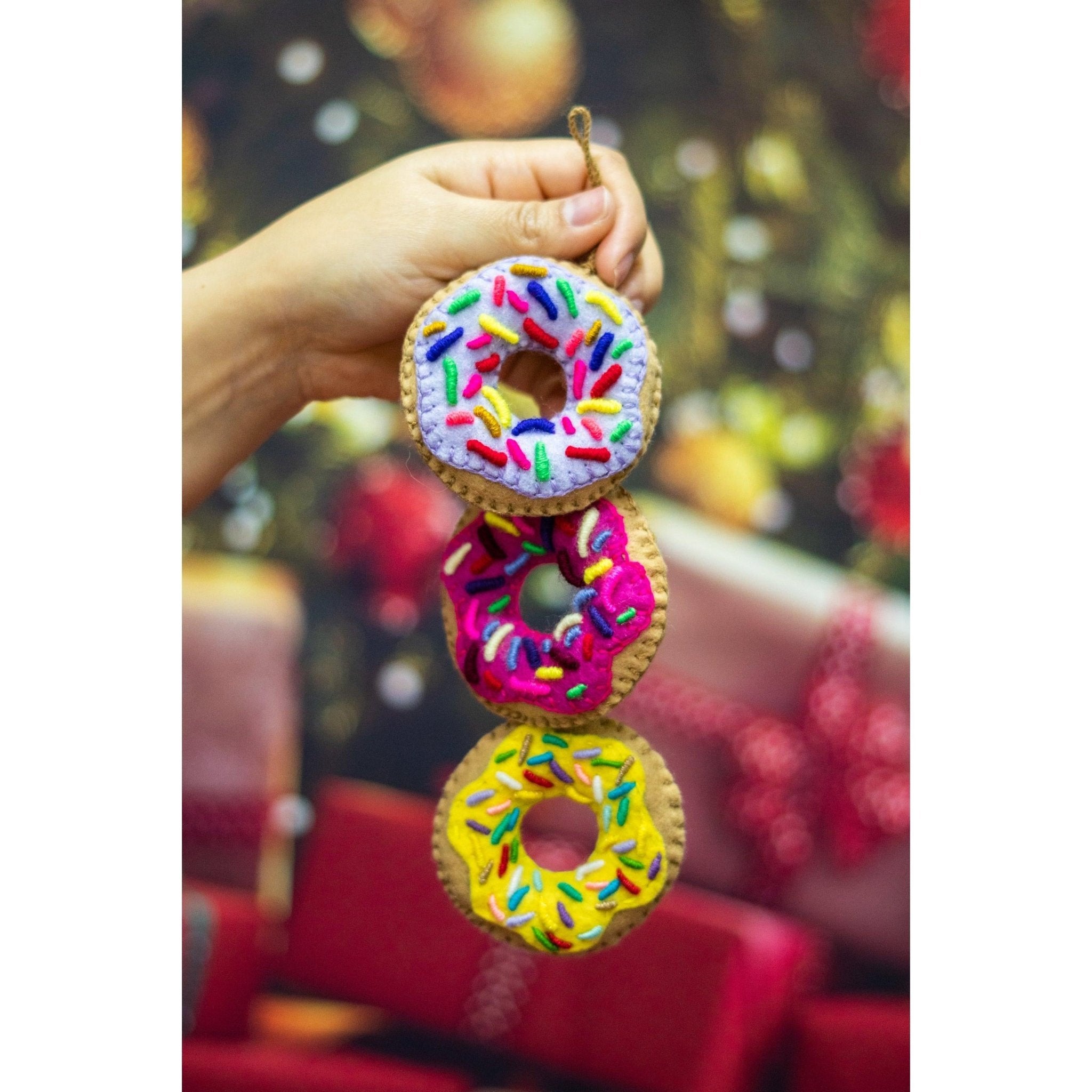 Donut Felt Embroidered Handmade Ornament - Mexico Decor La Vie Bien Donut Felt Embroidered Handmade Ornament - Mexico