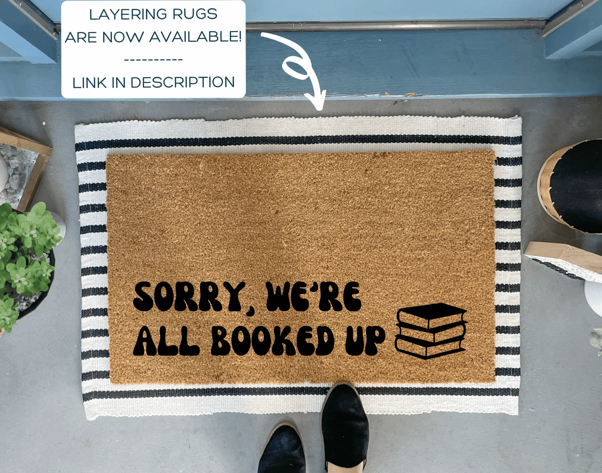 All Booked Up Funny Coir Doormat by Nickel Designs Custom Doormats