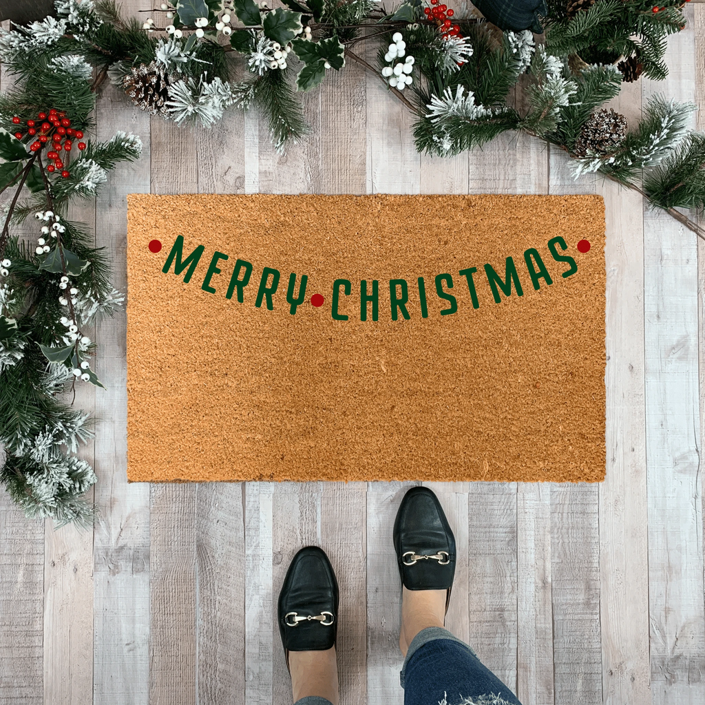 Retro Style Merry Christmas Doormat by Nickel Designs Custom Doormats
