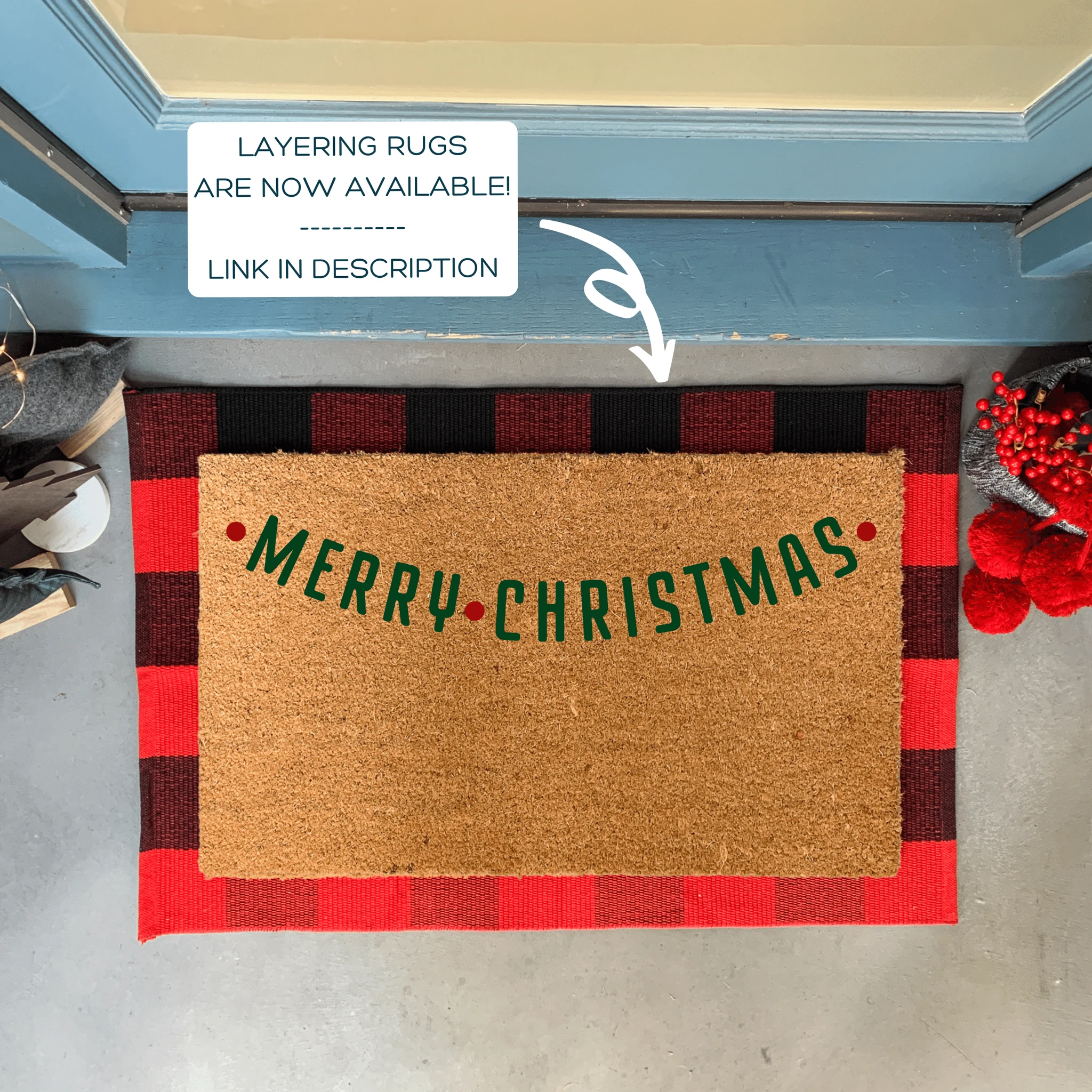 Retro Style Merry Christmas Doormat by Nickel Designs Custom Doormats