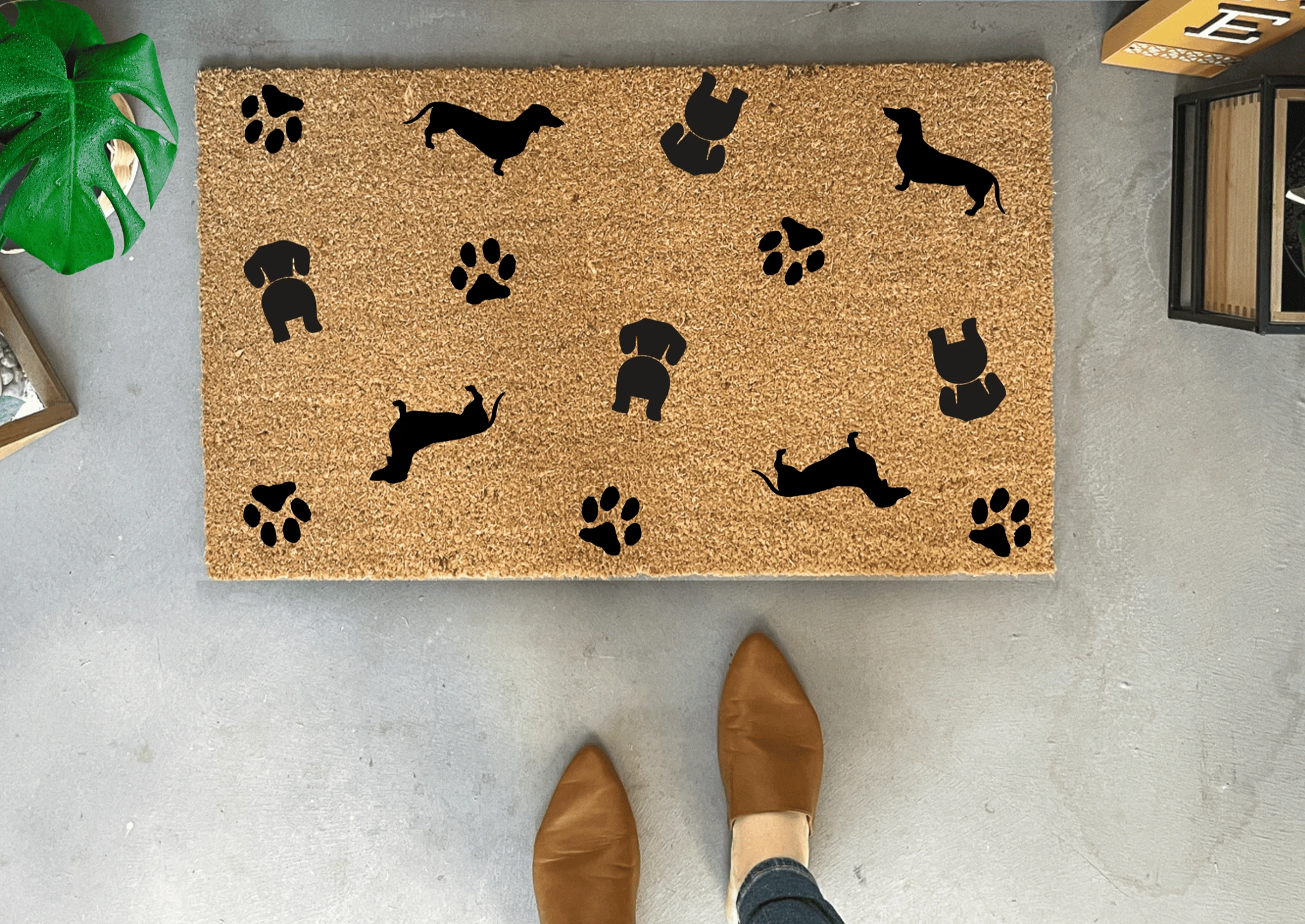 Dachshund Pattern Doormat - Dog Doormat by Nickel Designs Custom Doormats
