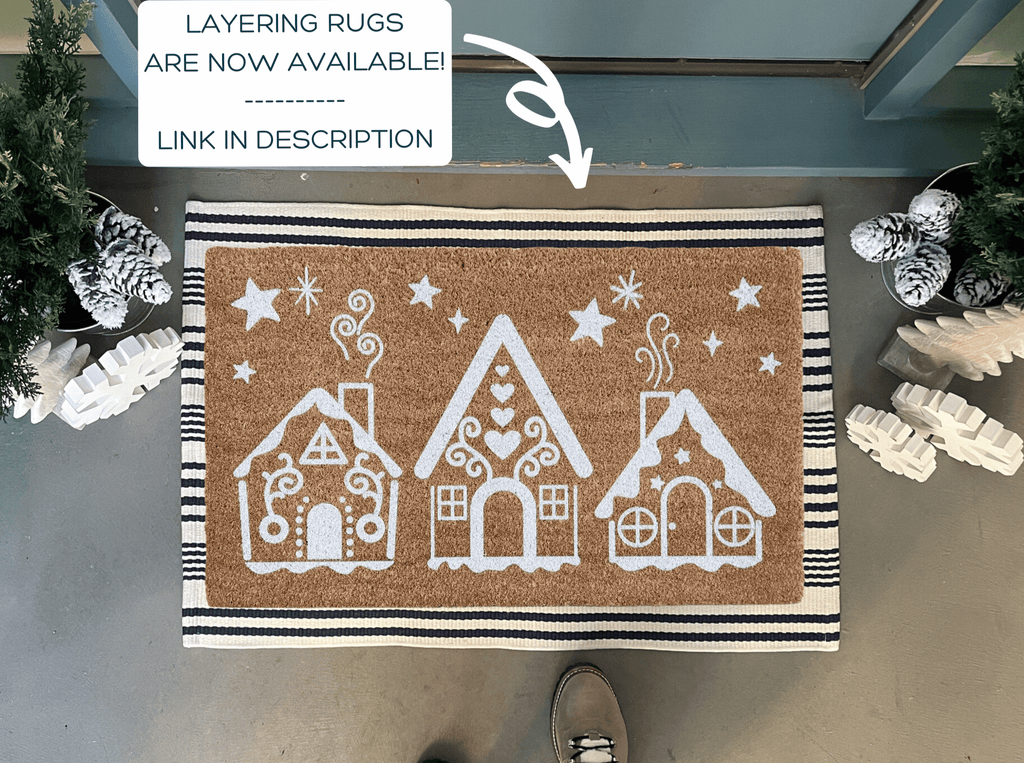 Gingerbread House Trio Christmas Doormat by Nickel Designs Custom Doormats