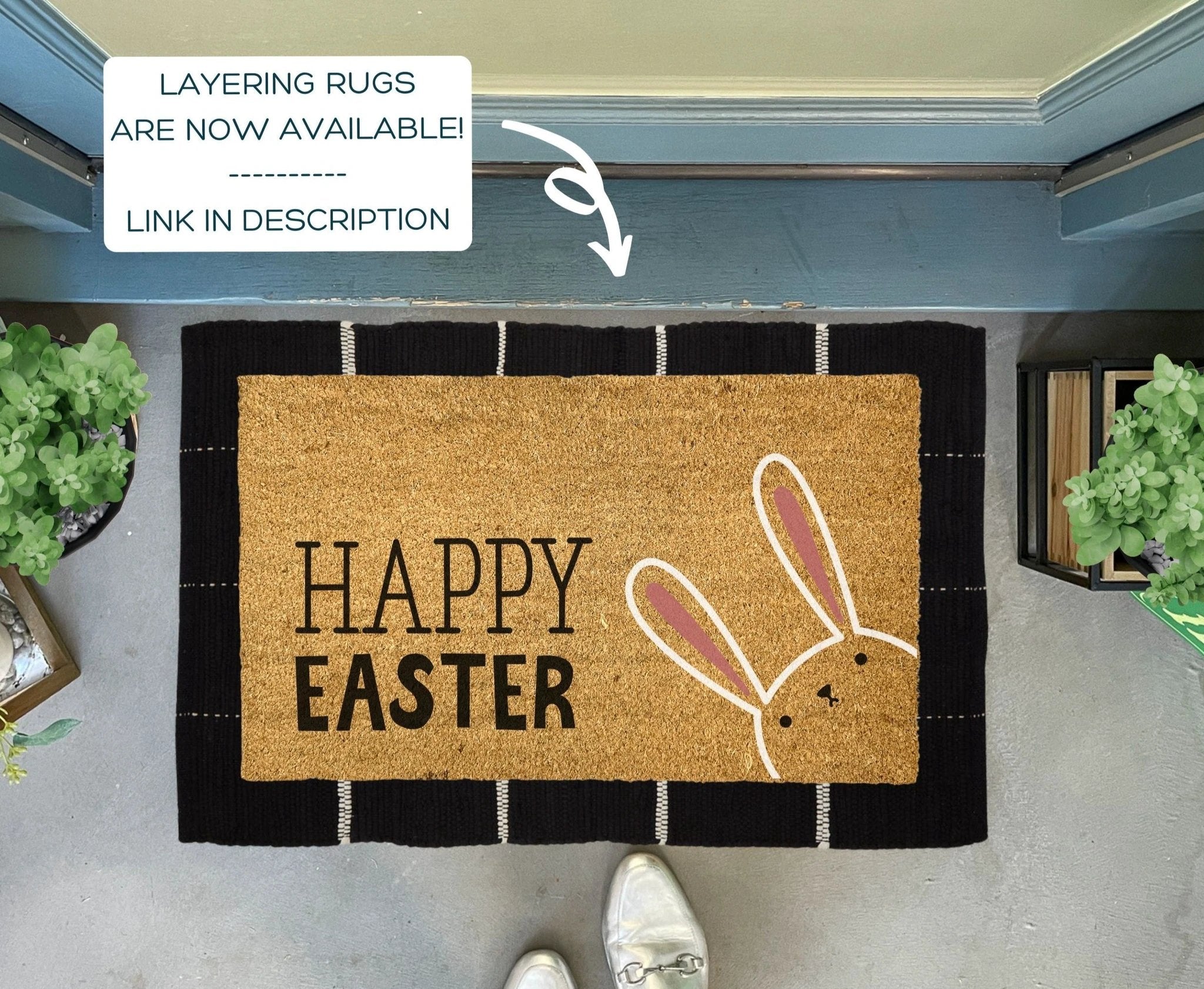 Happy Easter Bunny Doormat by Nickel Designs Custom Doormats