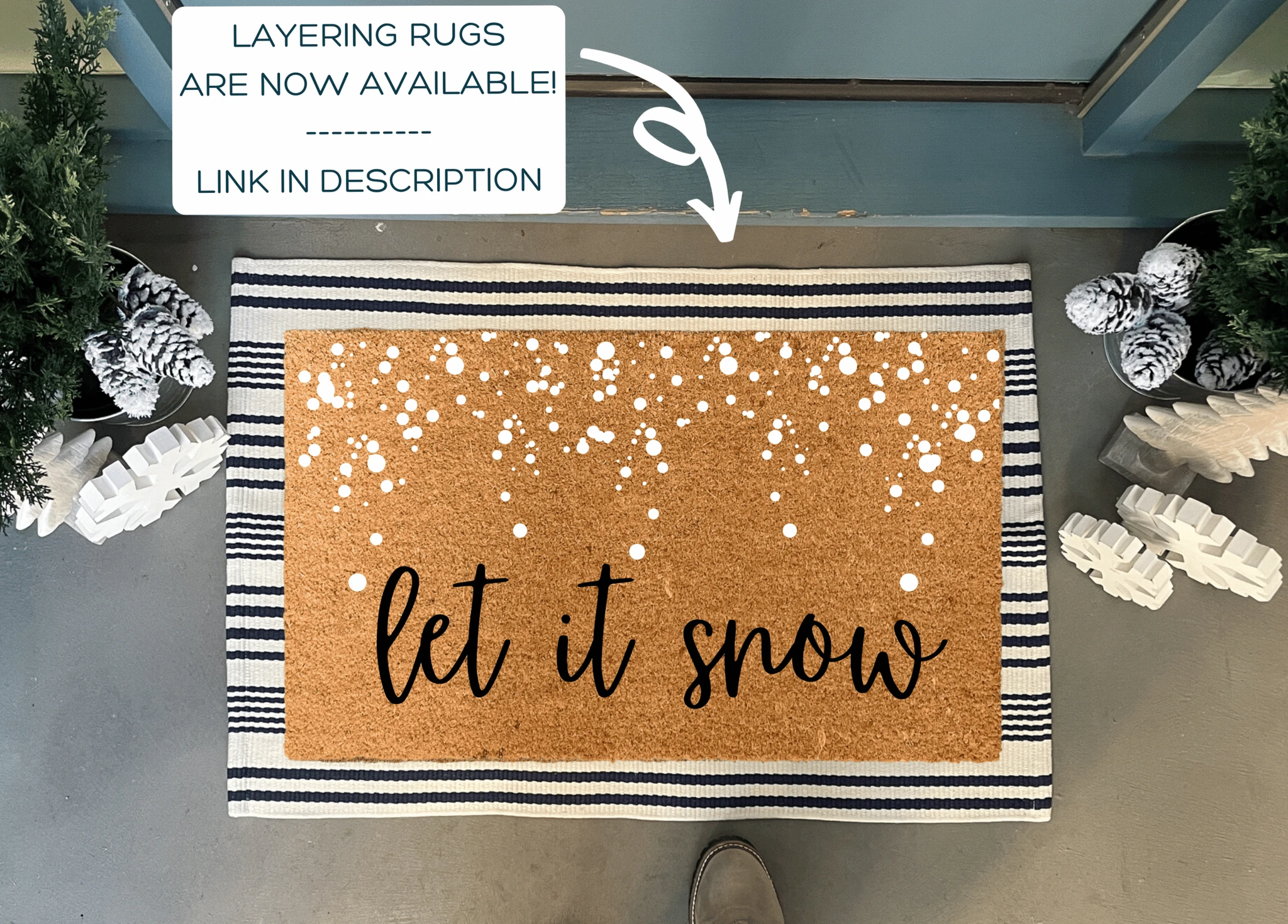 Let It Snow Christmas Doormat by Nickel Designs Custom Doormats
