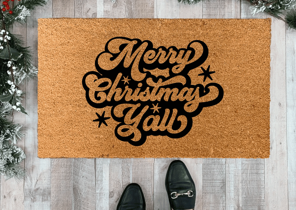Merry Christmas Y'all Doormat, Outdoor by Nickel Designs Custom Doormats