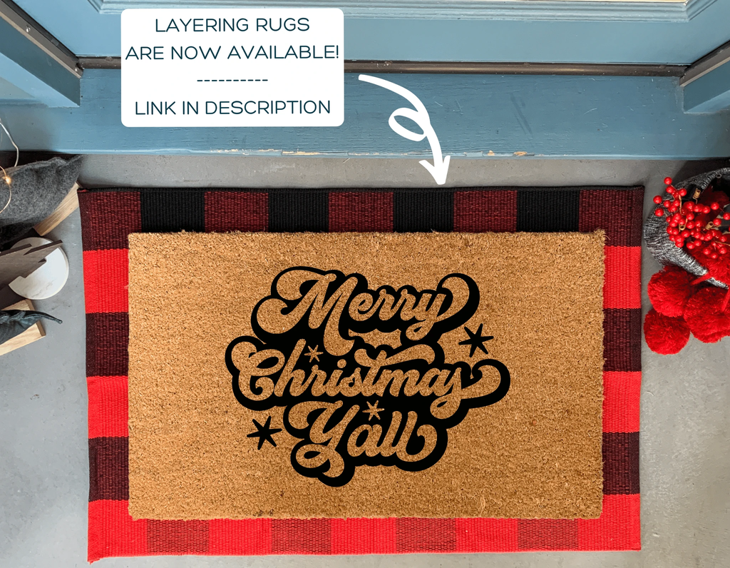Merry Christmas Y'all Doormat, Outdoor by Nickel Designs Custom Doormats