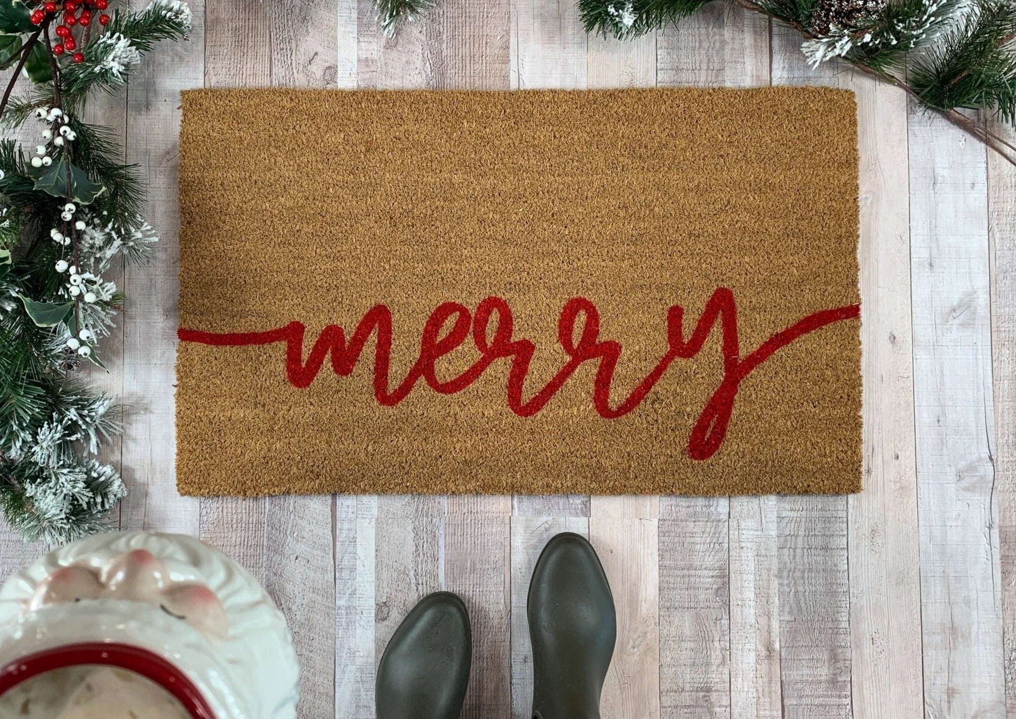 merry Holiday Doormat by Nickel Designs Custom Doormats