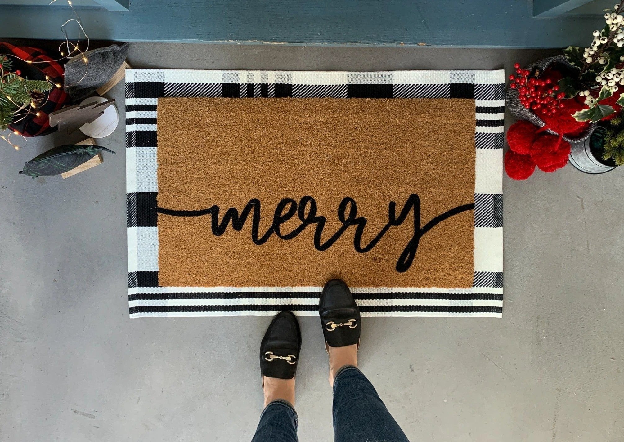 merry Holiday Doormat by Nickel Designs Custom Doormats