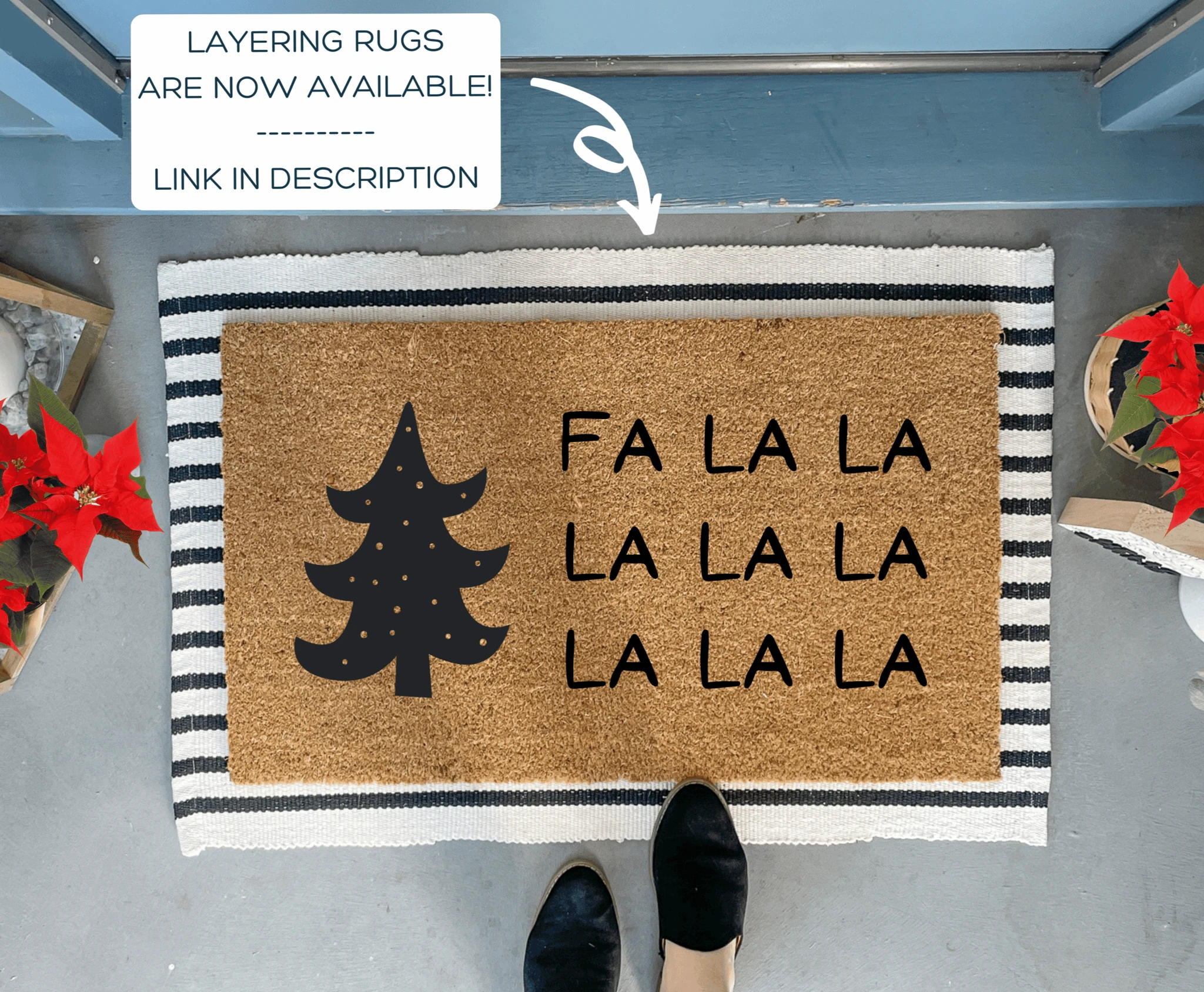 Modern FA LA LA Christmas Doormat by Nickel Designs Custom Doormats