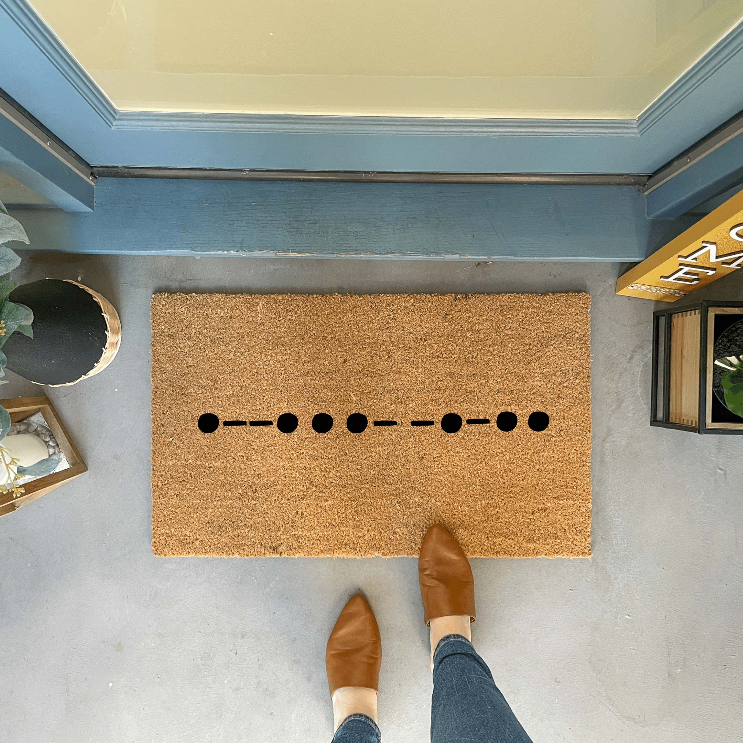 Morse Code PEACE Doormat