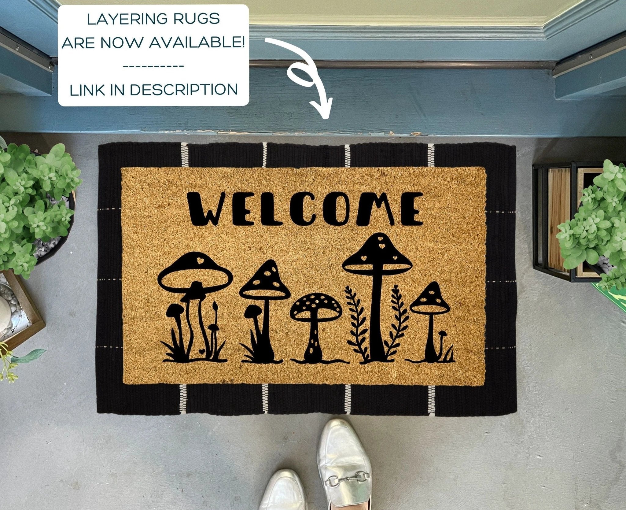 Mushrooms Outdoor Doormat by Nickel Designs Custom Doormats