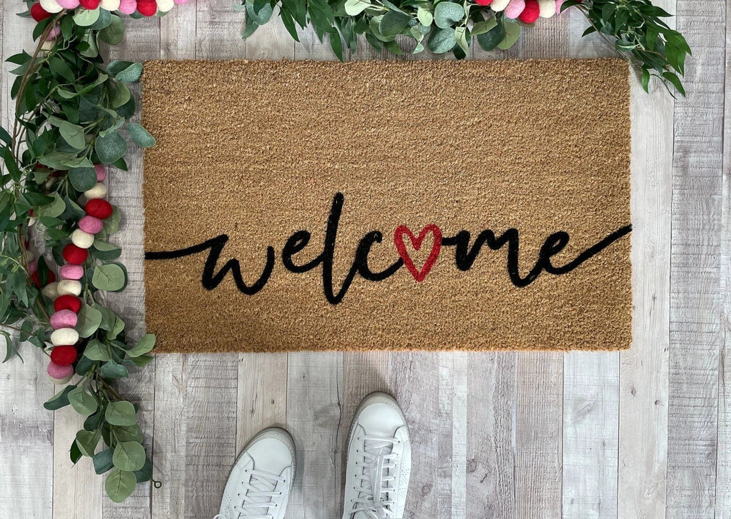 Welcome Valentine's Doormat by Nickel Designs Custom Doormats
