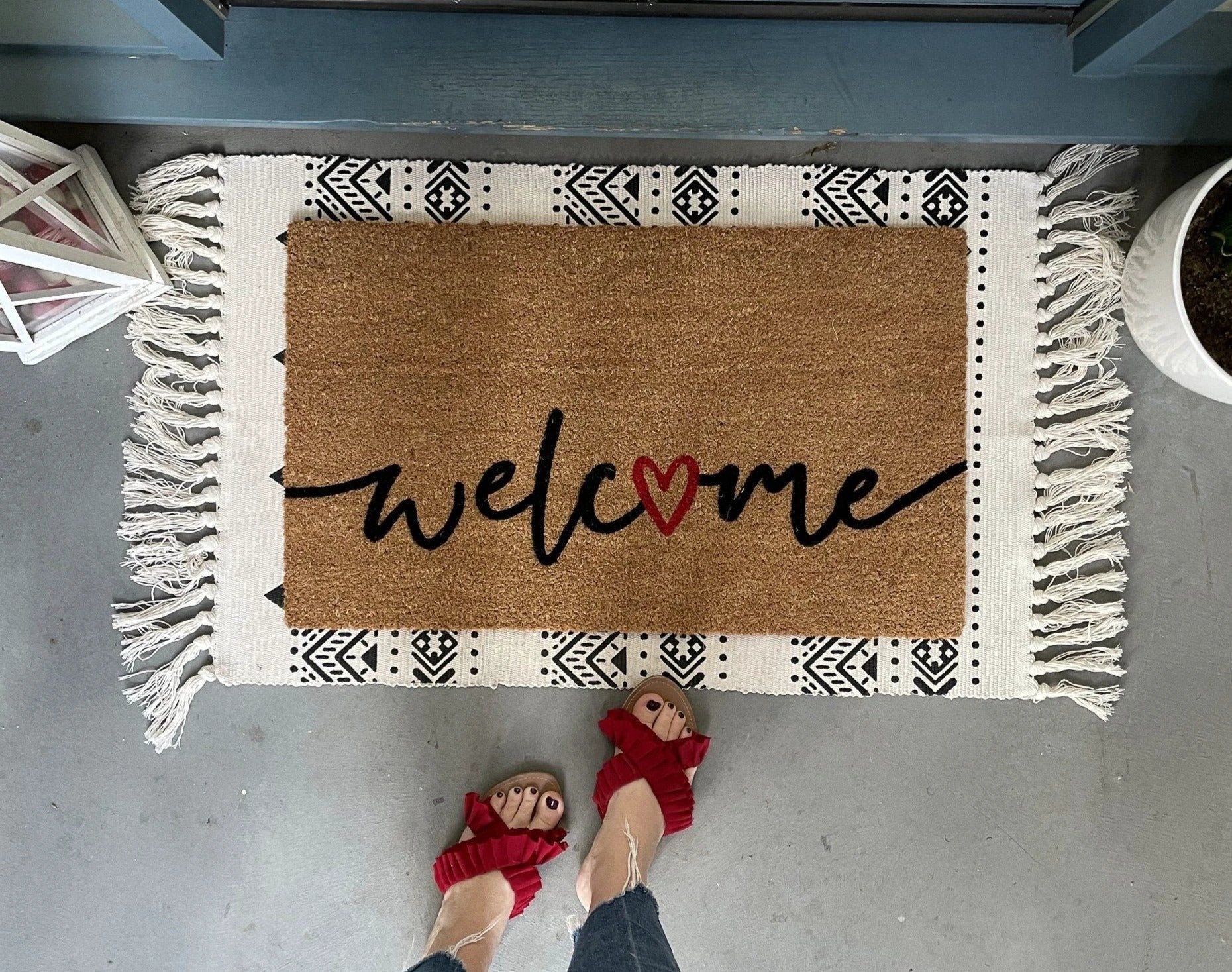 Welcome Valentine's Doormat by Nickel Designs Custom Doormats