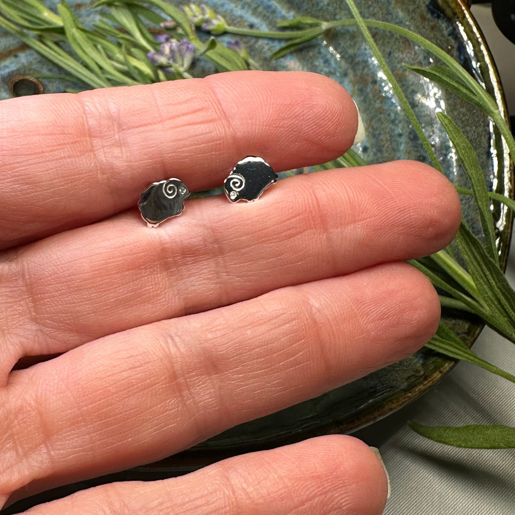Dorset Sheep Post Earrings in Sterling Silver Post Earrings La Vie Bien Dorset Sheep Post Earrings in Sterling Silver