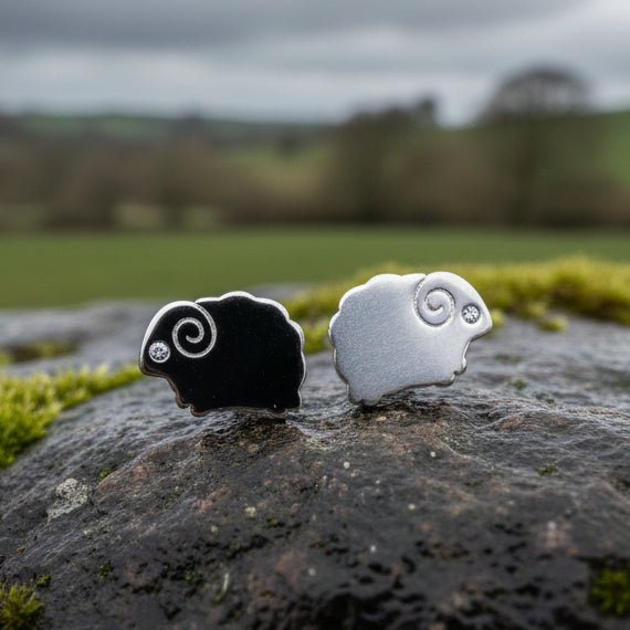Dorset Sheep Post Earrings in Sterling Silver Post Earrings La Vie Bien Dorset Sheep Post Earrings in Sterling Silver