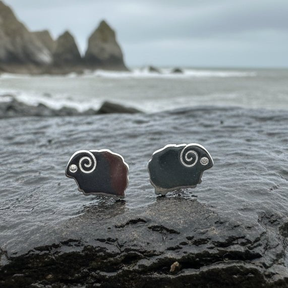 Dorset Sheep Post Earrings in Sterling Silver Post Earrings La Vie Bien Dorset Sheep Post Earrings in Sterling Silver