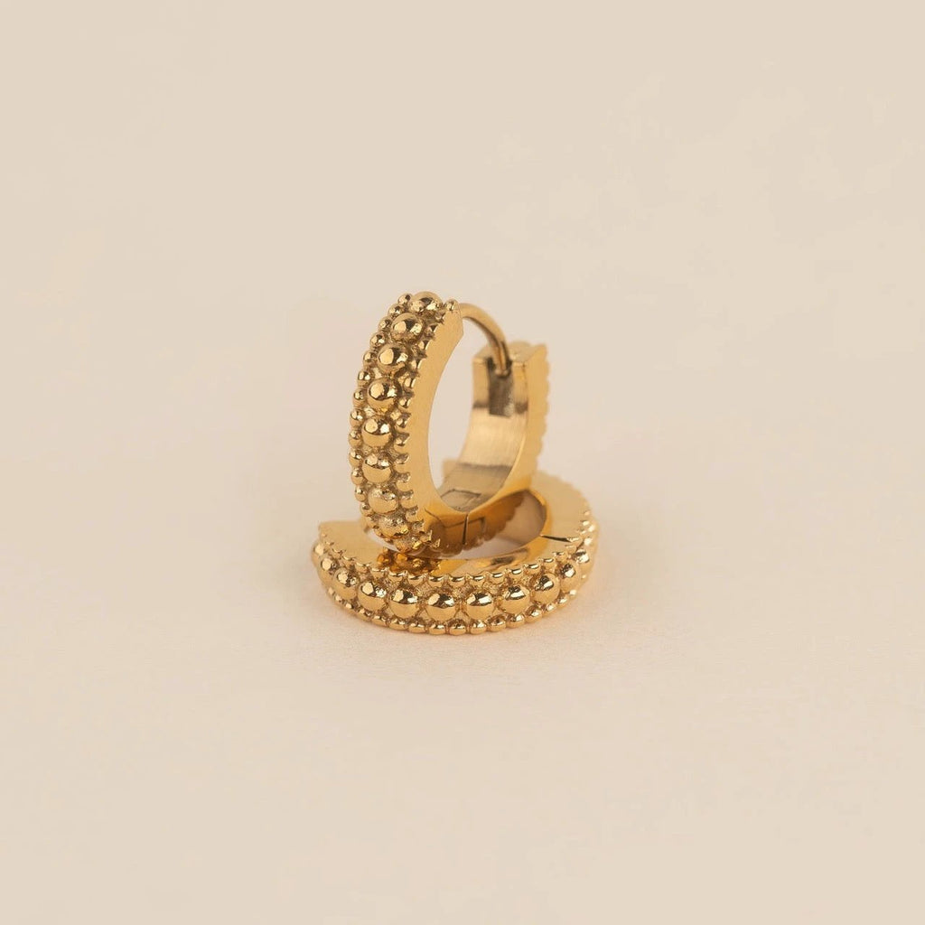 Dotted Chunky Huggie Hoop Earrings by Oh Clementine