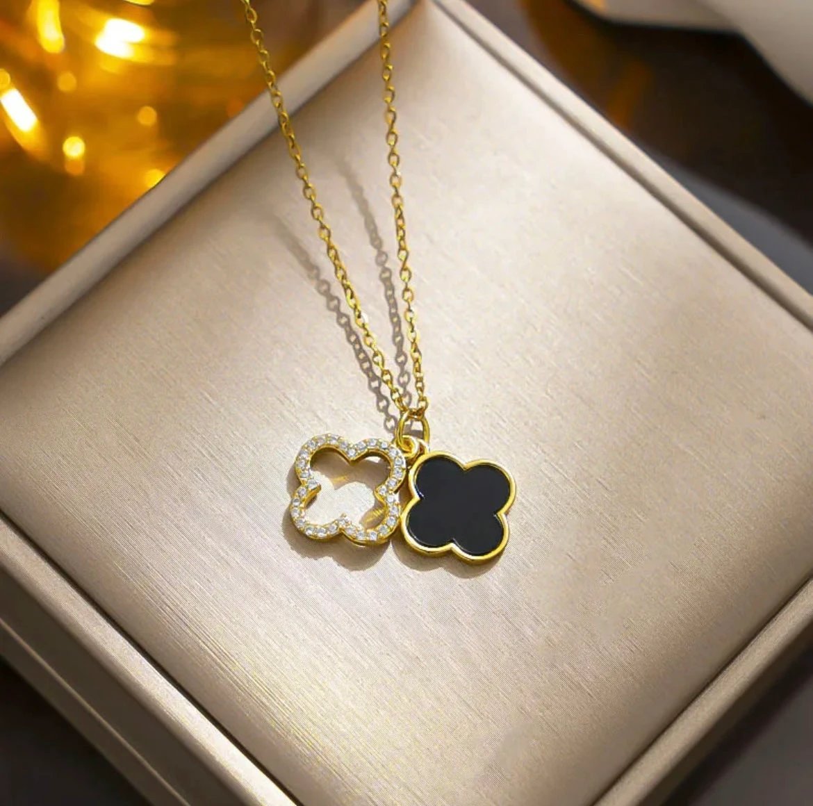 Double Clover Necklace by Curated By Suarez