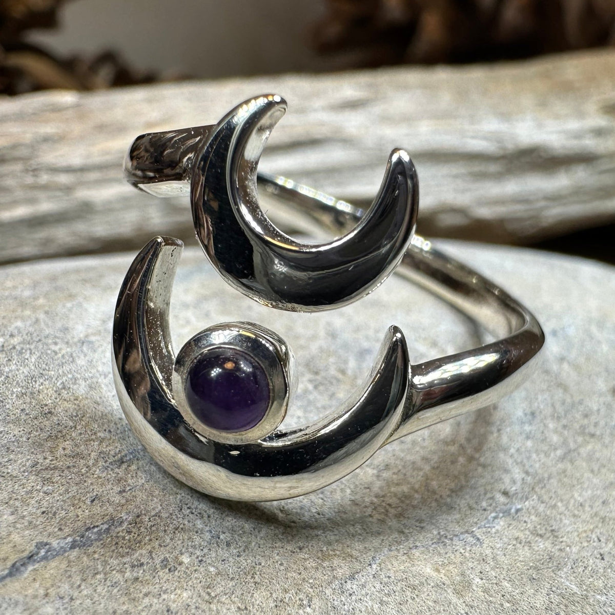 Double Crescent Moon Ring in Sterling Silver Ring La Vie Bien Double Crescent Moon Ring in Sterling Silver