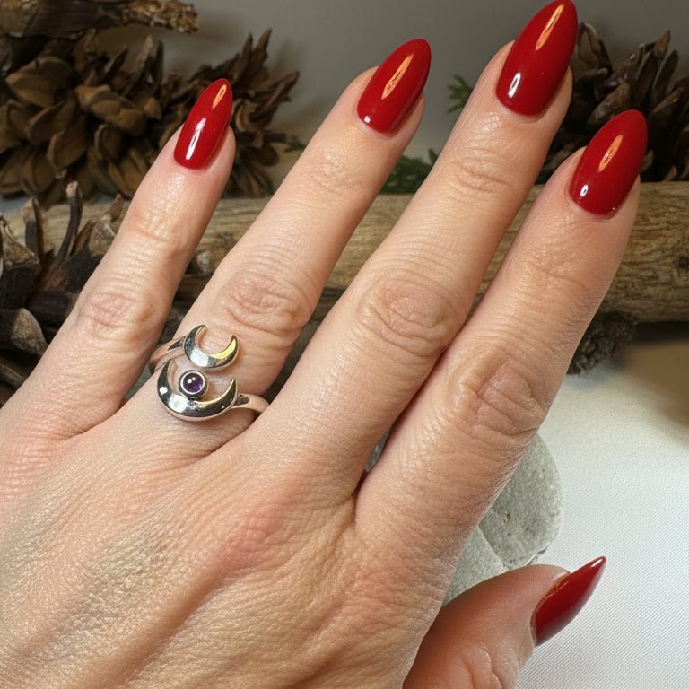 Double Crescent Moon Ring in Sterling Silver Ring La Vie Bien Double Crescent Moon Ring in Sterling Silver