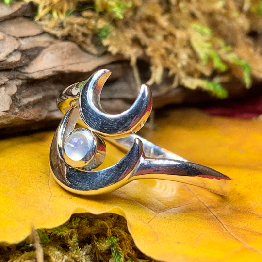 Double Crescent Moon Ring in Sterling Silver Ring La Vie Bien Double Crescent Moon Ring in Sterling Silver